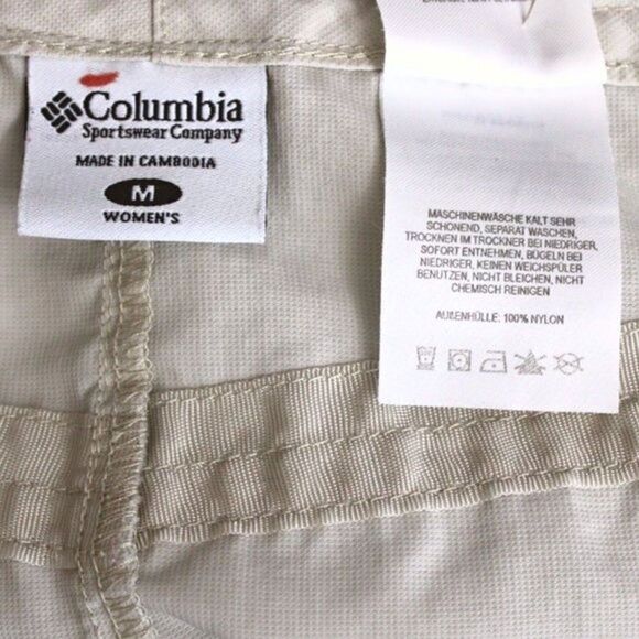 Columbia Skirt Khaki Drawstring Waist Snap Cargo Pockets Front Zip Beige M - Picture 4 of 5